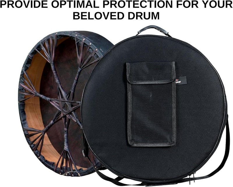 ARW Shamanic Drum Bag, Bodhran Drum Bag, Handmade Frame Drum Bag, Hand Drum Protection, Waterproof Drum Cases (Black, 18 Inches X 3 Inches) - Image 5